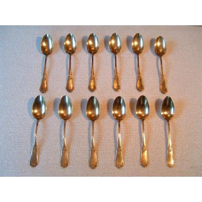 12 Spoons With Entremets In Vermeil XIXth Century