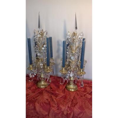 Pair Of Baccarat Girandoles XIXth Century