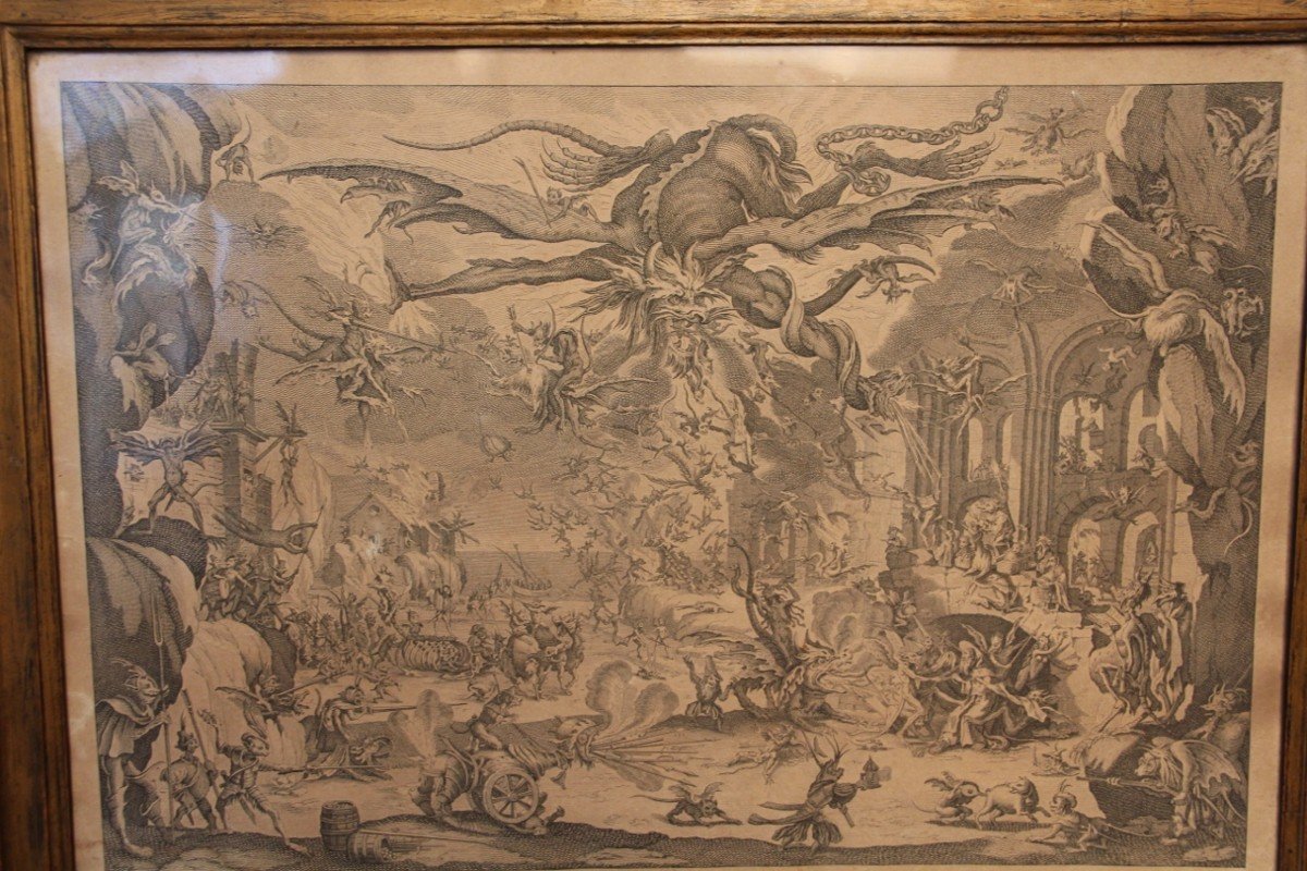 Engraving By Jacques Callot XVIIIth The Temptation Of Saint Anthony-photo-2