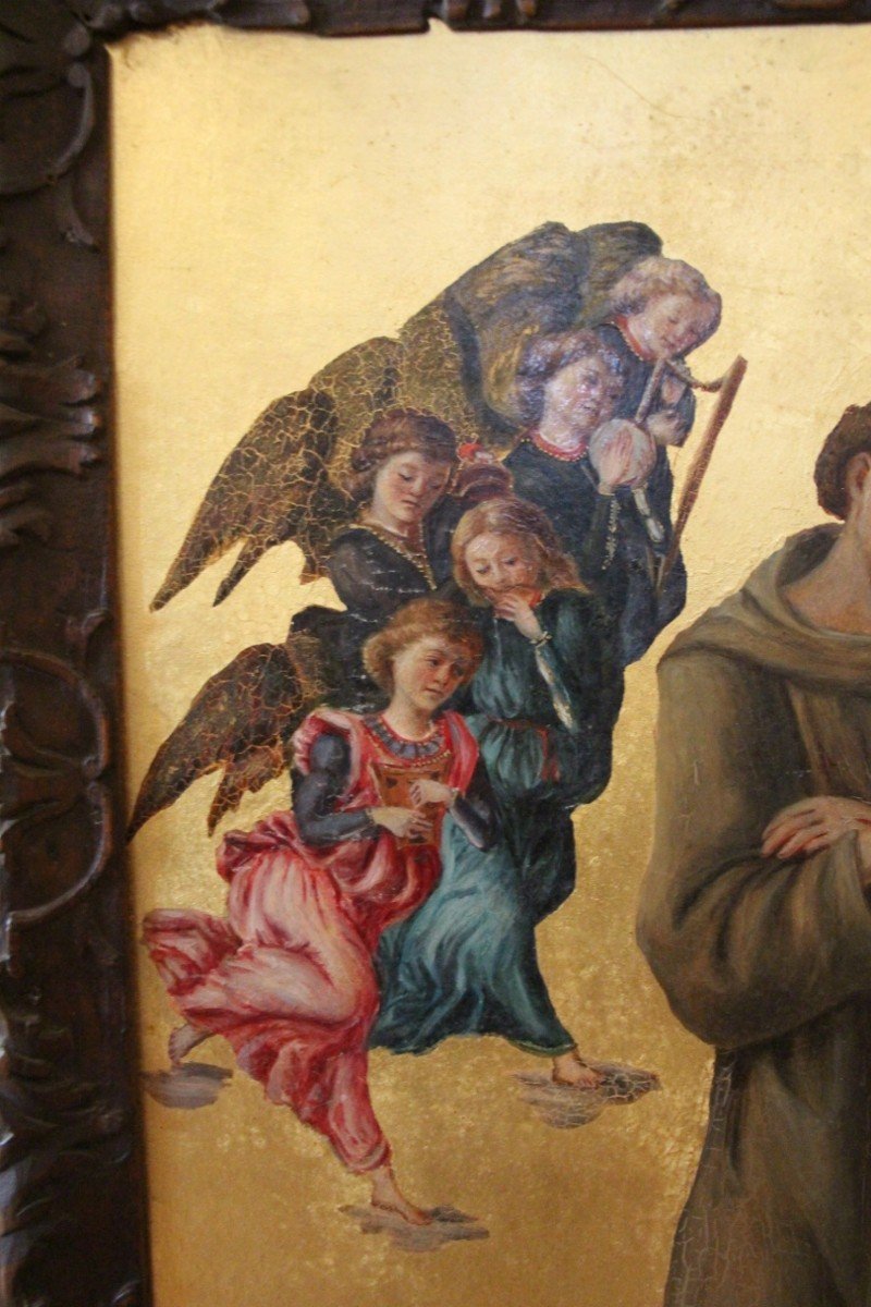 Painting Of Saint Francis Of Assisi With Angels After Sandro Botticelli-photo-2