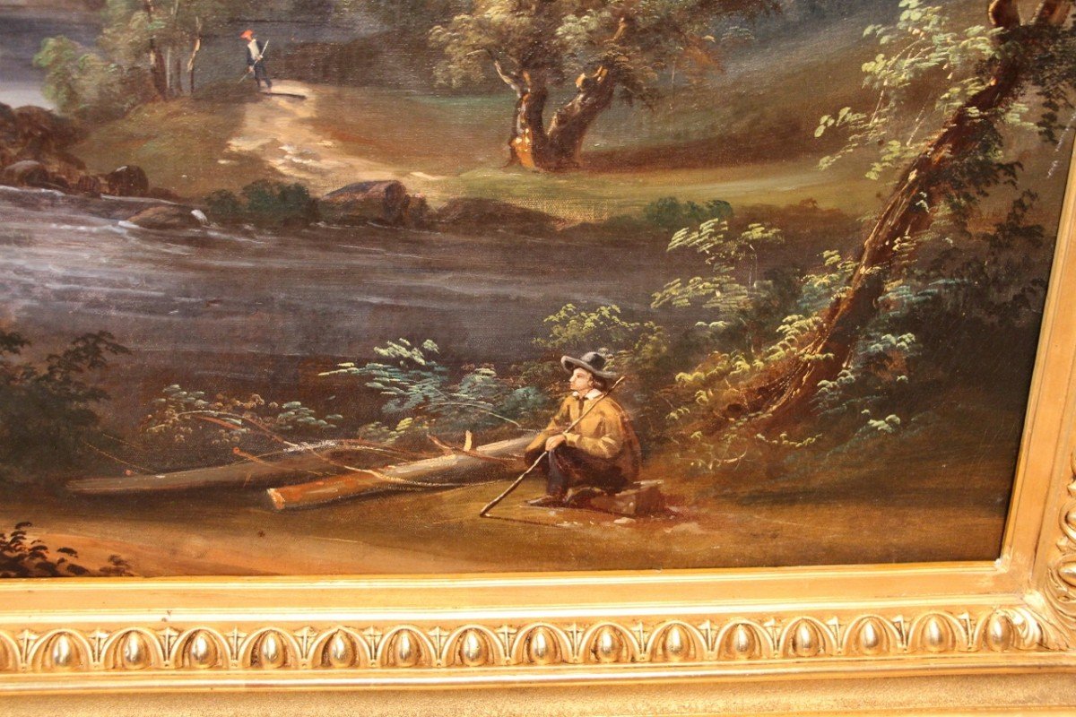 Large Nineteenth Romantic Landscape Painting-photo-2