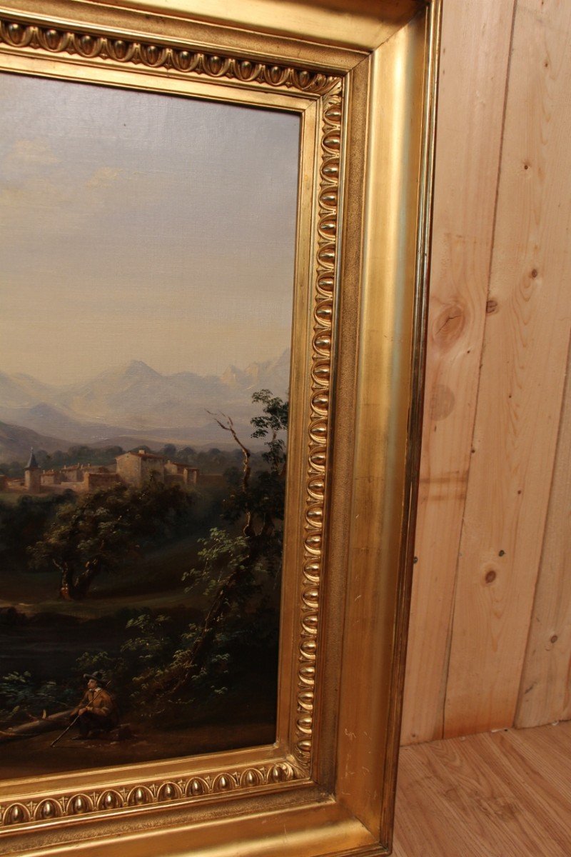 Large Nineteenth Romantic Landscape Painting-photo-5