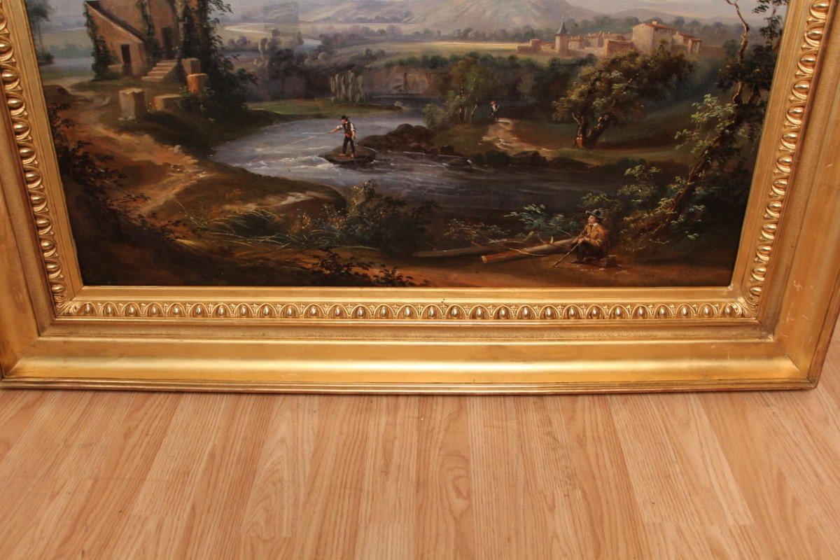 Large Nineteenth Romantic Landscape Painting-photo-6