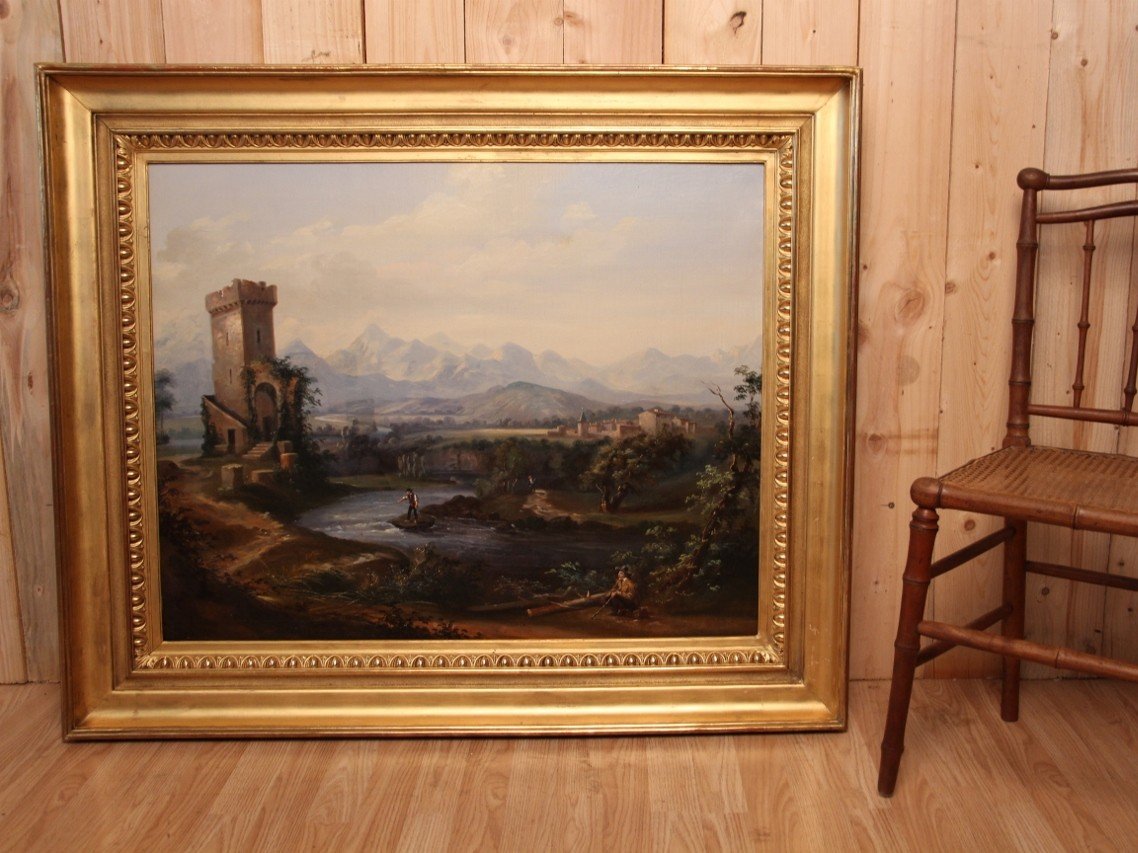 Large Nineteenth Romantic Landscape Painting