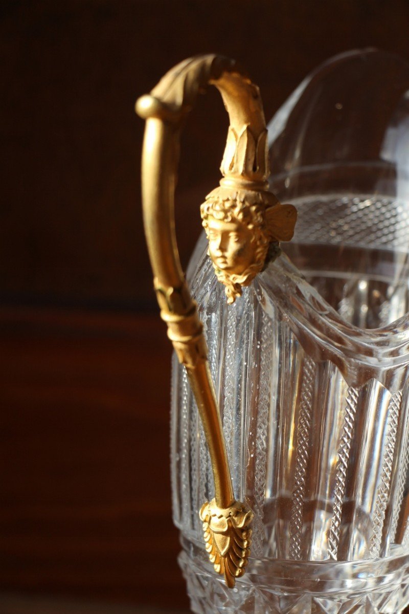 Jug In Crystal And Gilt Bronze Early XIXth-photo-3