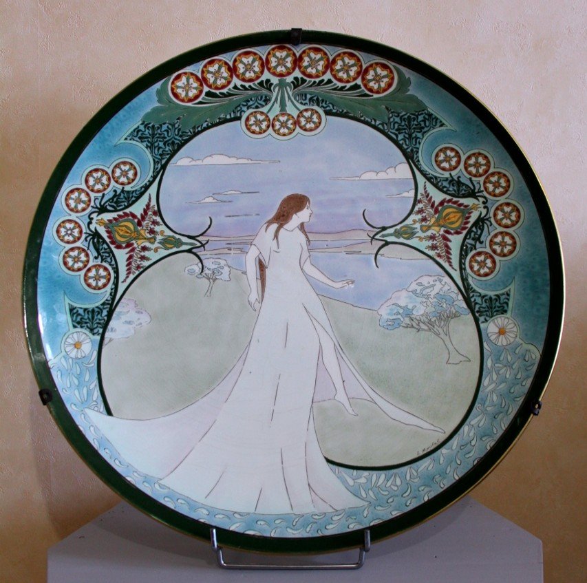 Large Dish Kg Lunéville Signed Marchal Art Nouveau