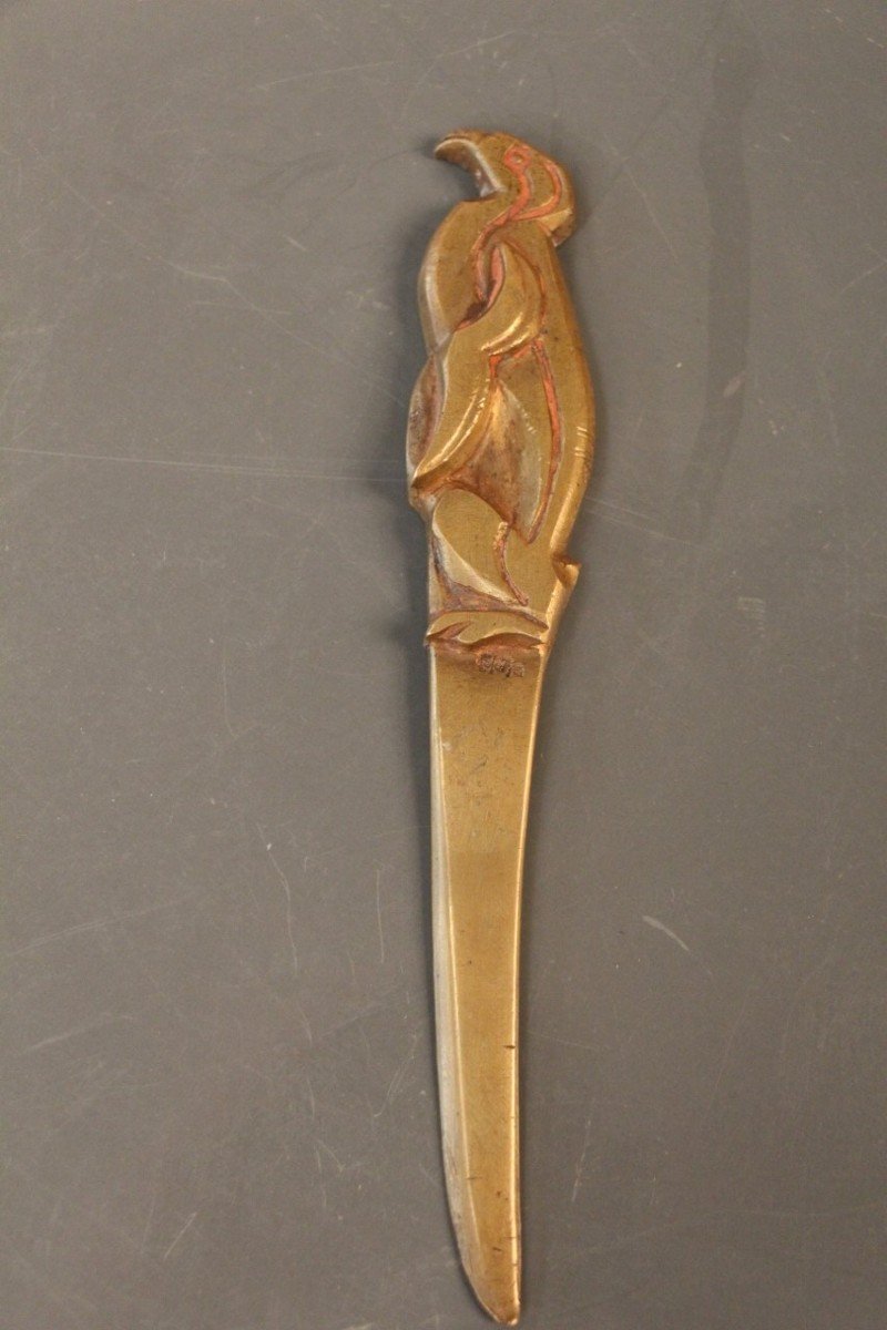 Letter Opener In Bronze Signed Aristide Colotte-photo-2