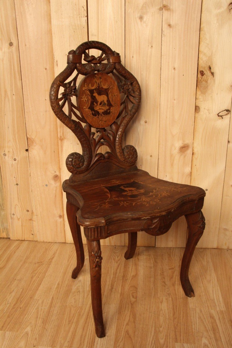 Black Forest Chair, German Or Swiss Work XIXth