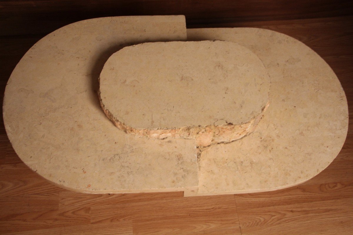 Coffee Table With Travertine Veneer From Maitland-smith, 1970s-photo-4