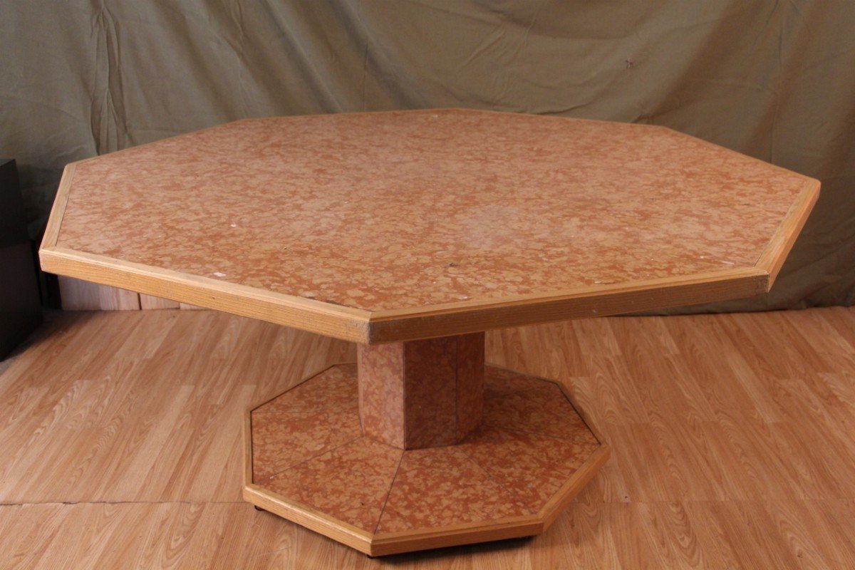 Large Dining Room Pedestal Table In Marble Veneer