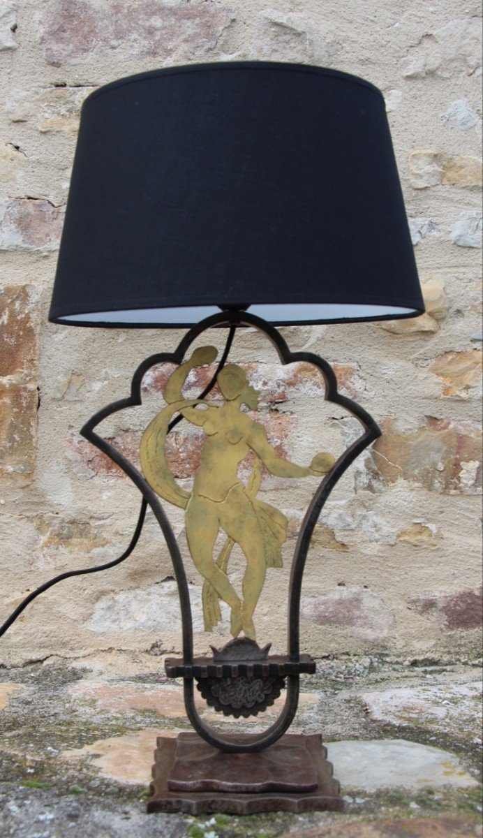 Lamp By Edgar Brandt In Art Deco Wrought Iron