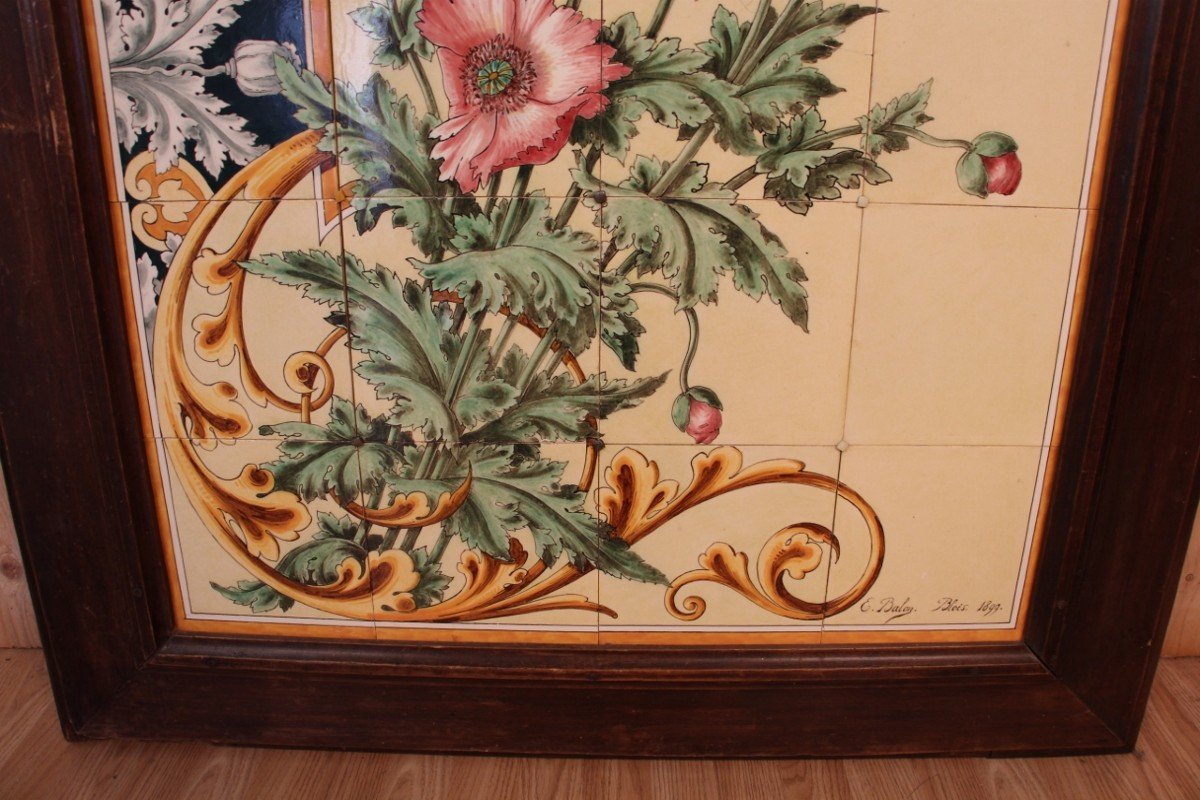 Large Decorative Ceramic Panel By Emile Balon Blois 192 Cm Height-photo-2