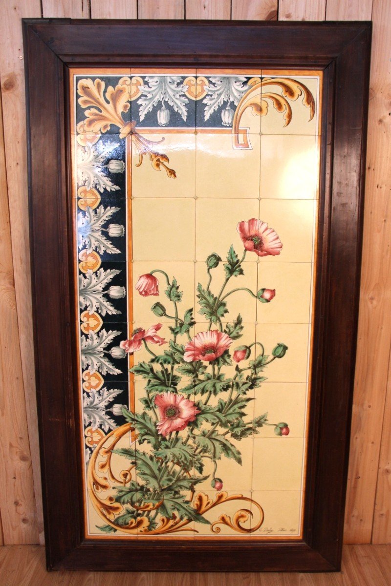 Large Decorative Ceramic Panel By Emile Balon Blois 192 Cm Height