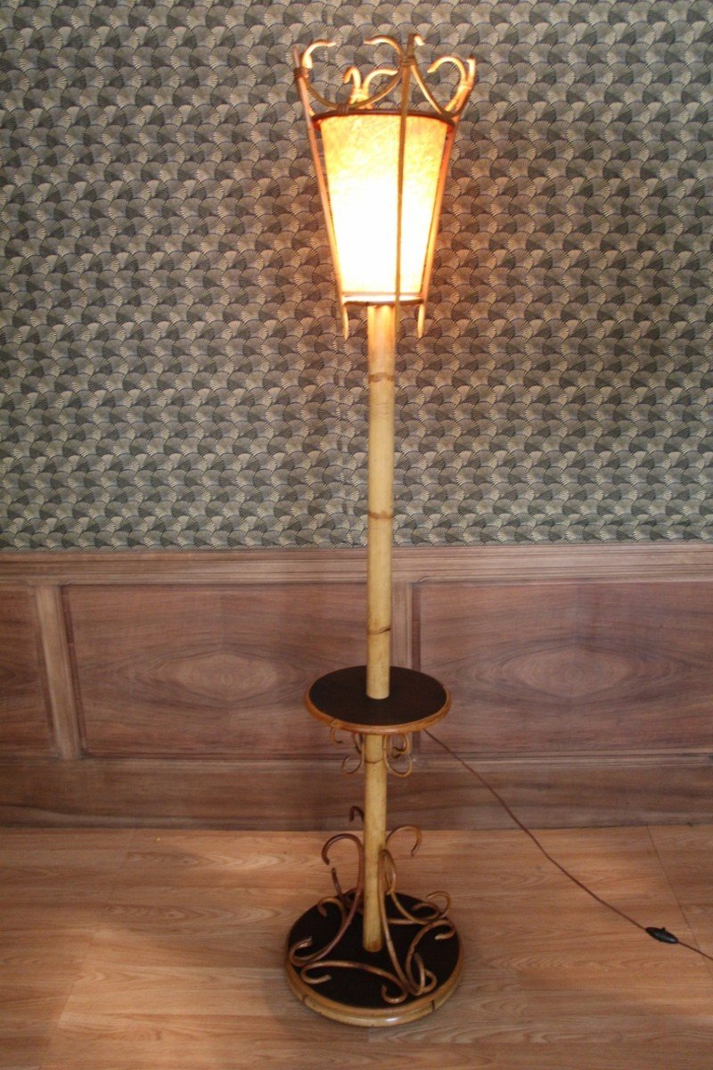 Rattan And Bamboo Floor Lamp 60's-photo-3