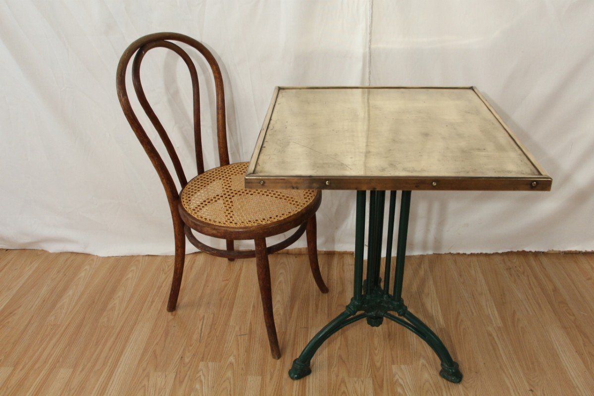 Early 20th Century Bistro Table, Brass Top-photo-2