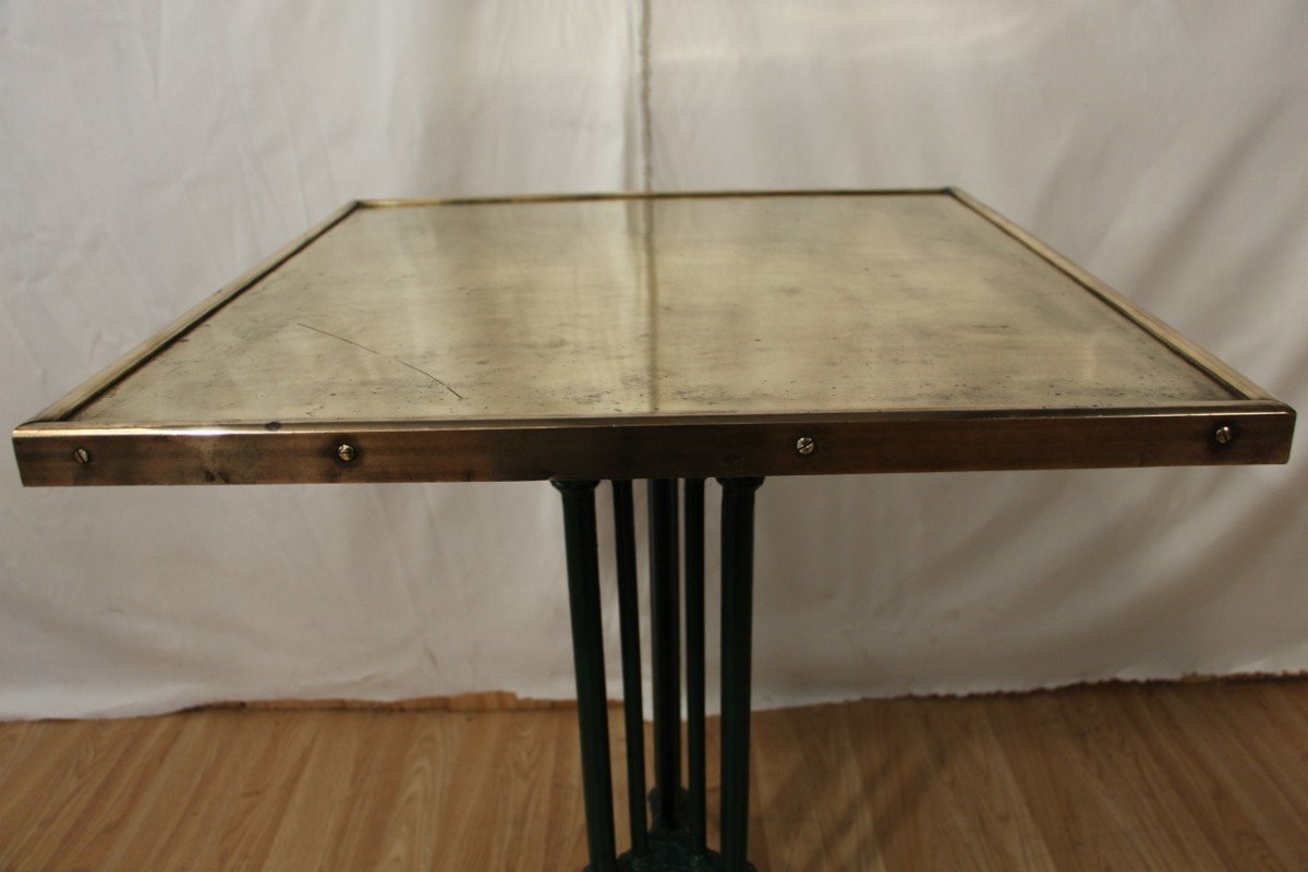Early 20th Century Bistro Table, Brass Top-photo-3