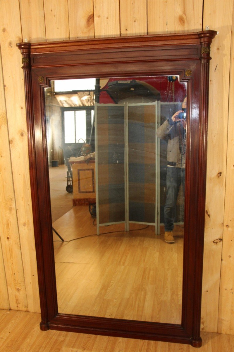 Large Louis XVI Style Mahogany Mirror-photo-1