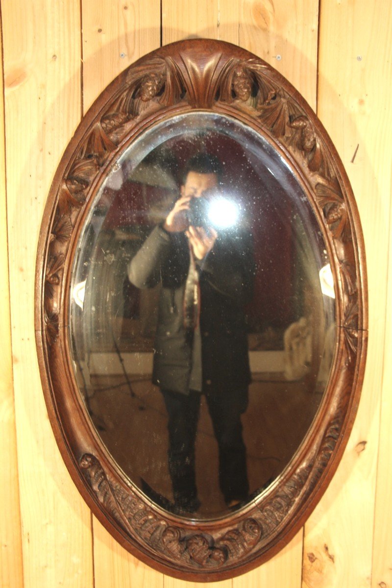 Art Nouveau Oval Mirror Attributed To Majorelle 