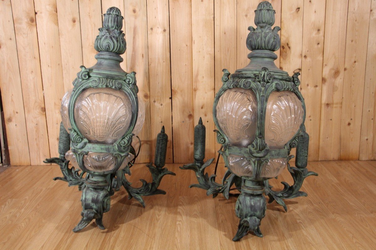 Pair Of Cast Iron Wall Lights, Based On Models From The Pont Alexandre III-photo-2