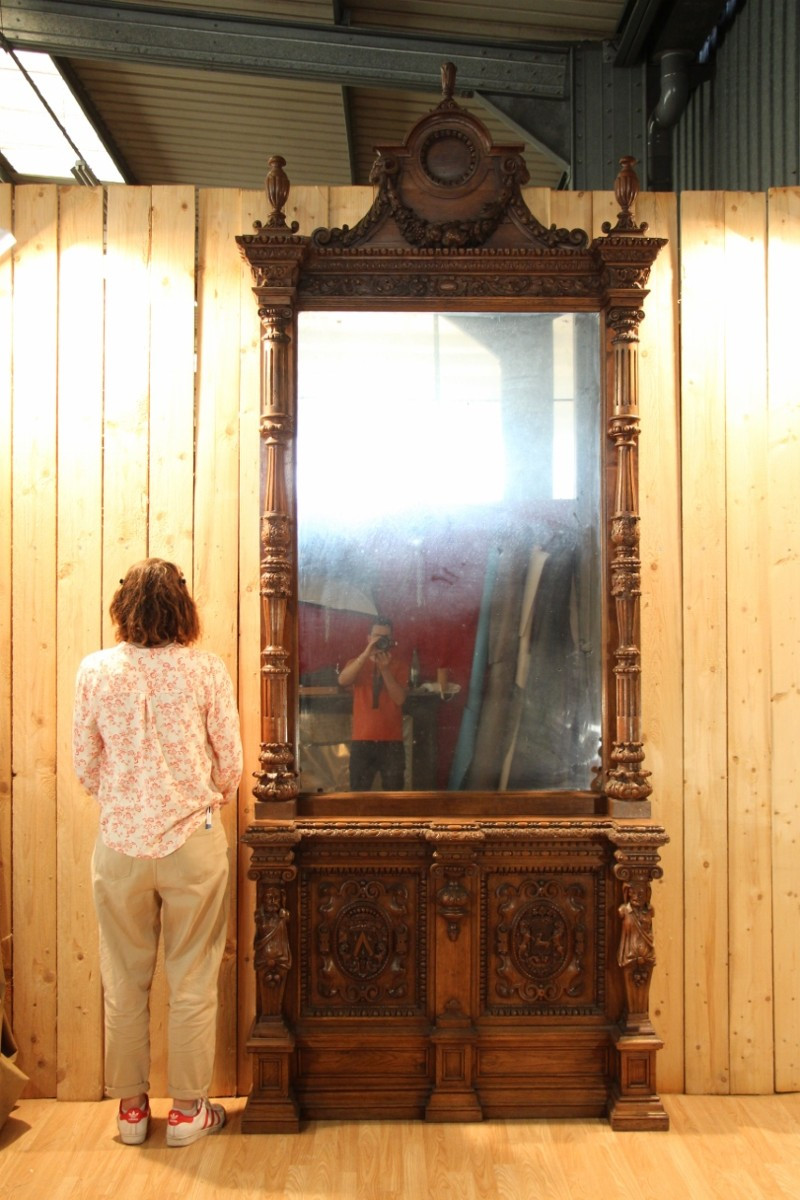 meuble d'entrée ou d'entre deux de château XIXeme , 350 cm de hauteur -photo-8