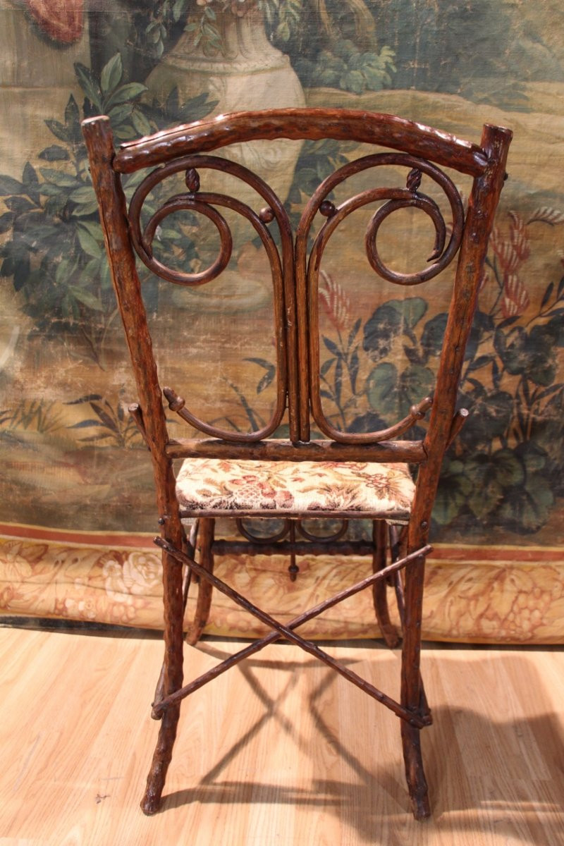 Folk Art Chair, Black Forest In Branches-photo-2