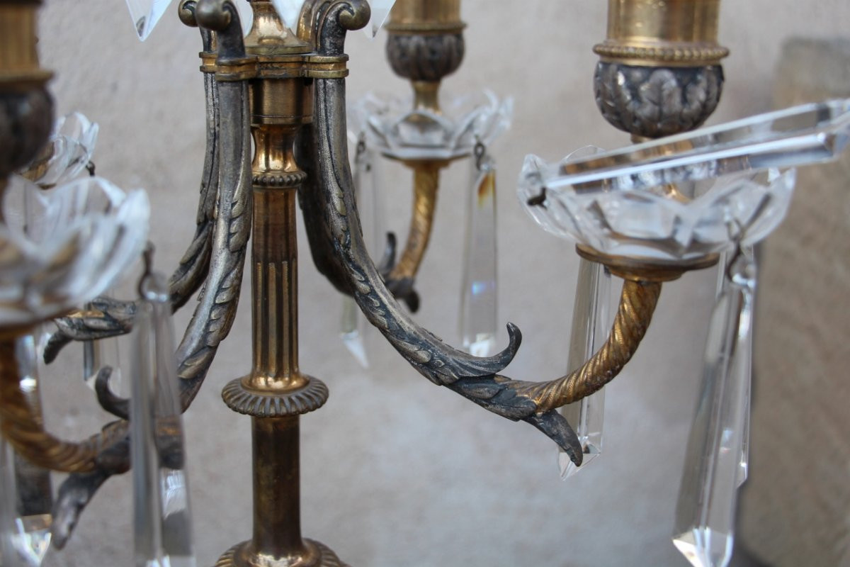 Pair Of Crystal And Bronze Candelabras From Baccarat -photo-4