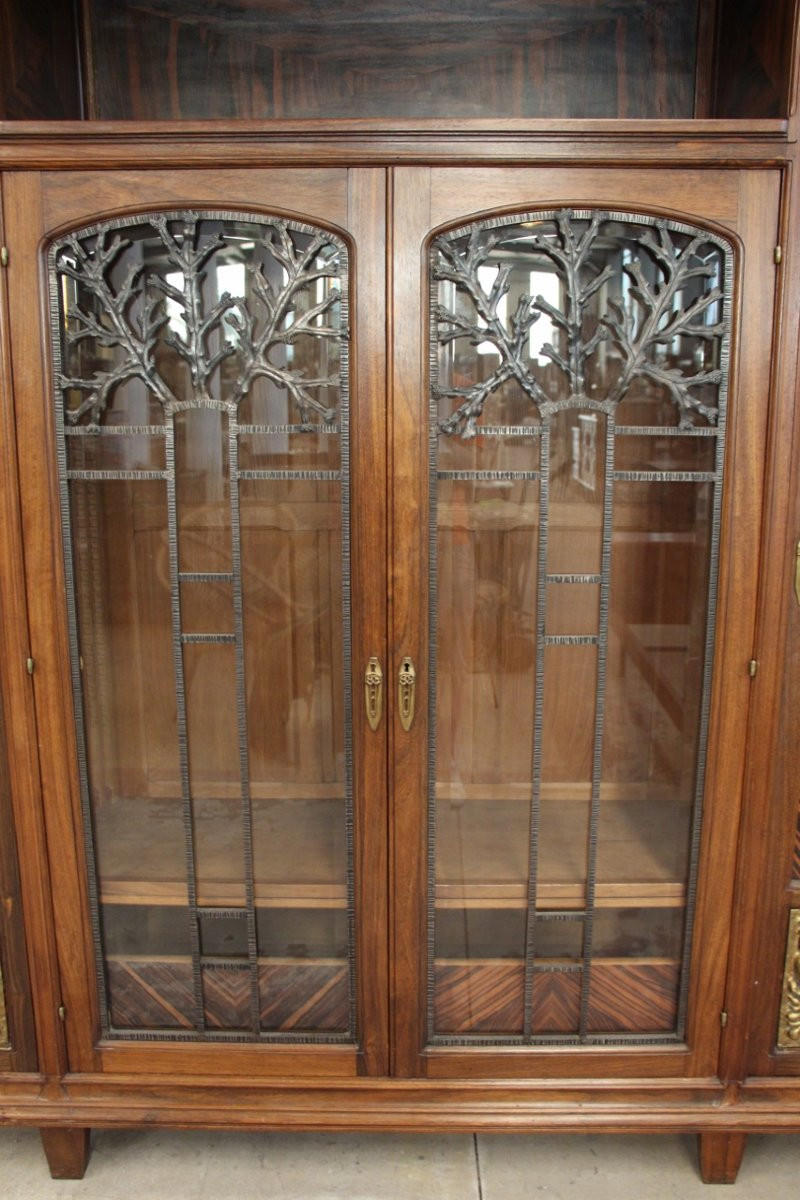 Art Deco Period Bookcase Signed By Jules Cayette Nancy -photo-4