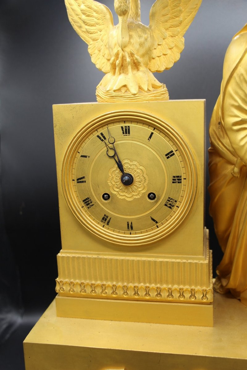 pendule en bronze doré d'époque empire / restauration -photo-4