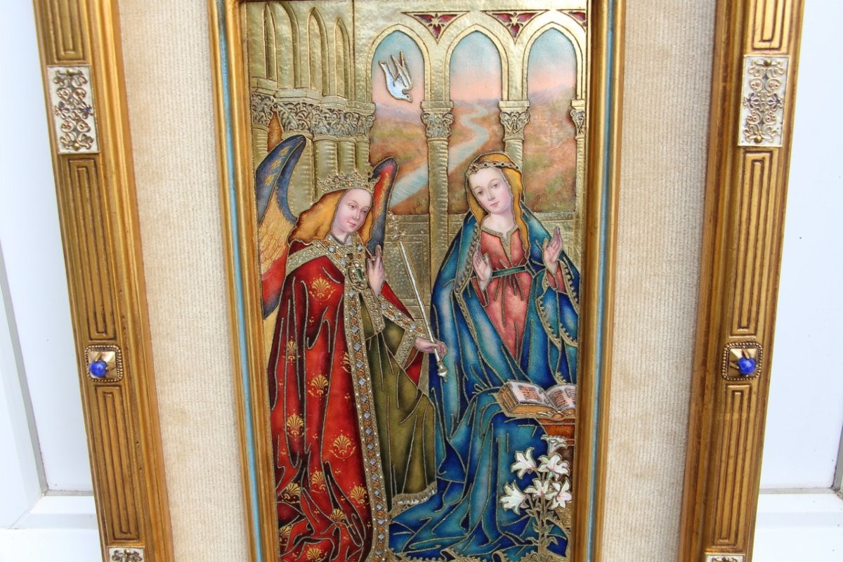 Enamel Painting On Copper By Modest Morató Ojer (1909-1993)-photo-3