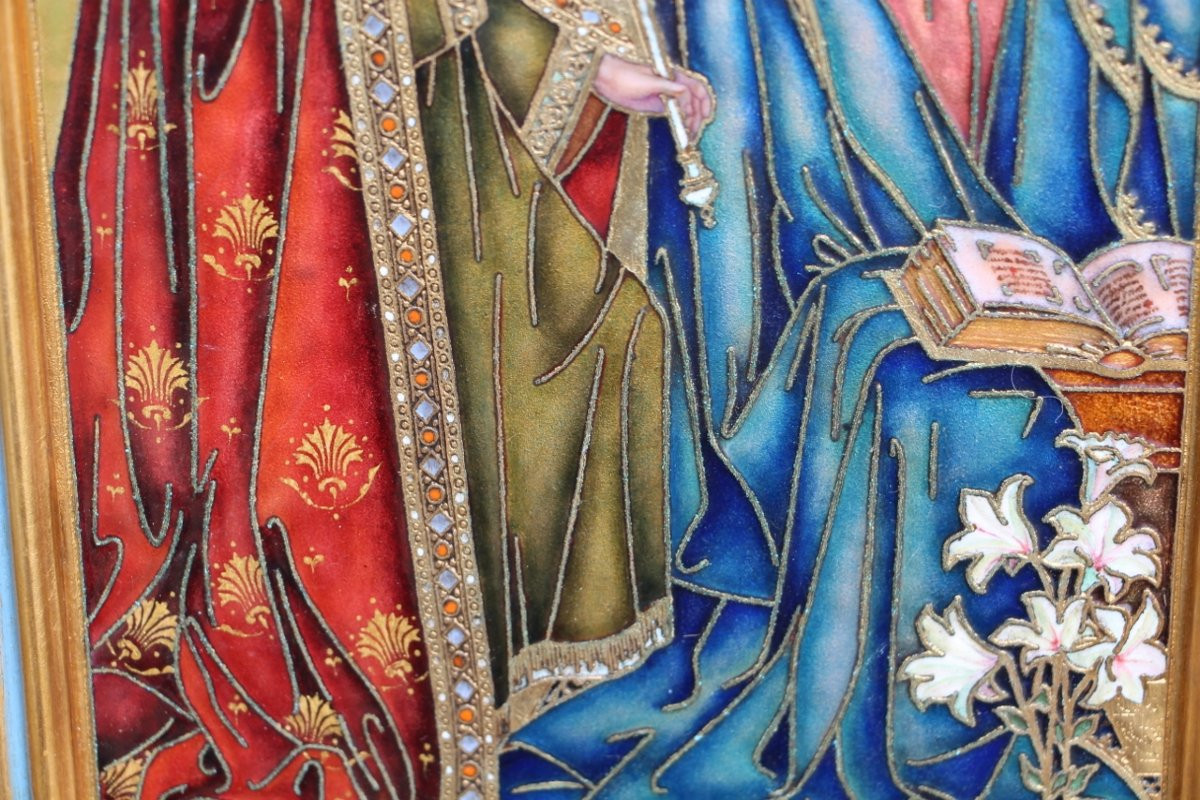 Enamel Painting On Copper By Modest Morató Ojer (1909-1993)-photo-3