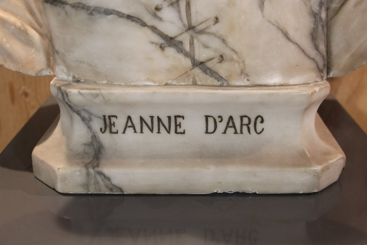 buste de jeanne d'arc en marbre et albâtre XIX attribué a Giuseppe Bessi-photo-2