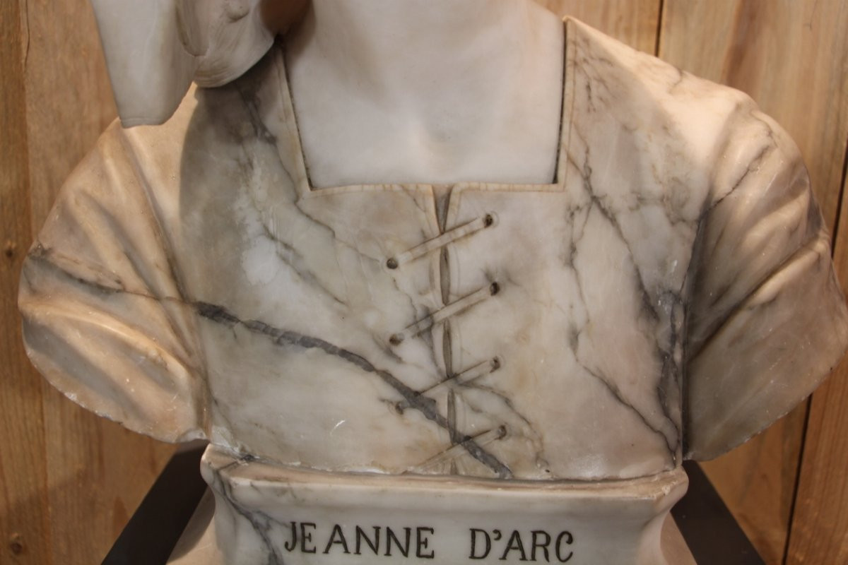 buste de jeanne d'arc en marbre et albâtre XIX attribué a Giuseppe Bessi-photo-3