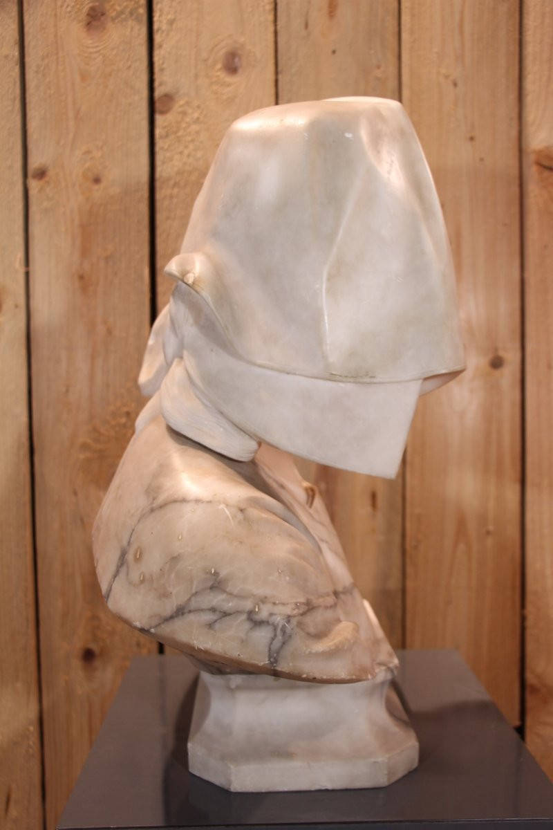 buste de jeanne d'arc en marbre et albâtre XIX attribué a Giuseppe Bessi-photo-3