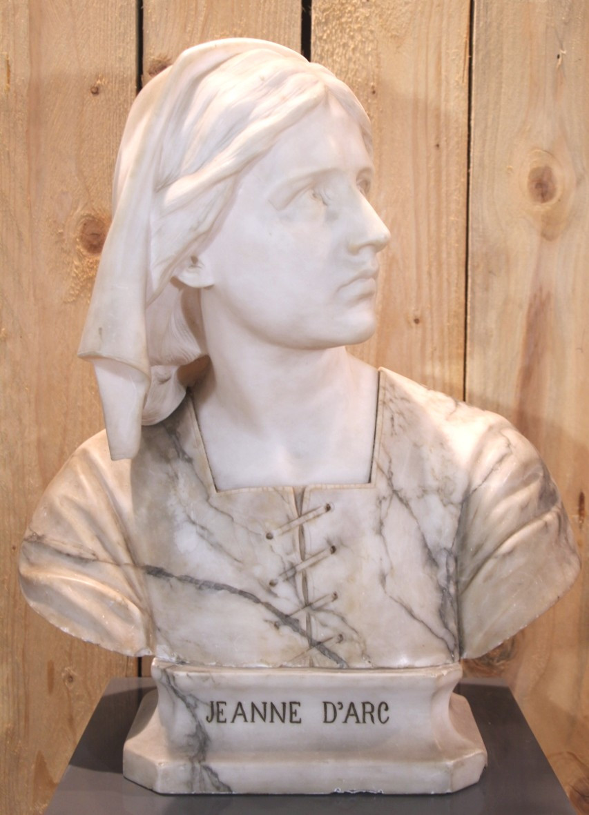buste de jeanne d'arc en marbre et albâtre XIX attribué a Giuseppe Bessi