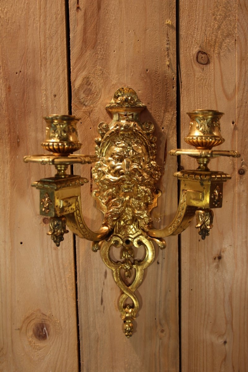 paire d'appliques en bronze doré signé de Etienne Giraud a Lyon-photo-2