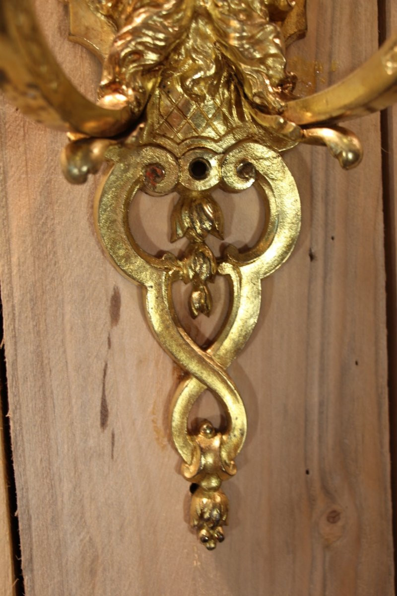 paire d'appliques en bronze doré signé de Etienne Giraud a Lyon-photo-4