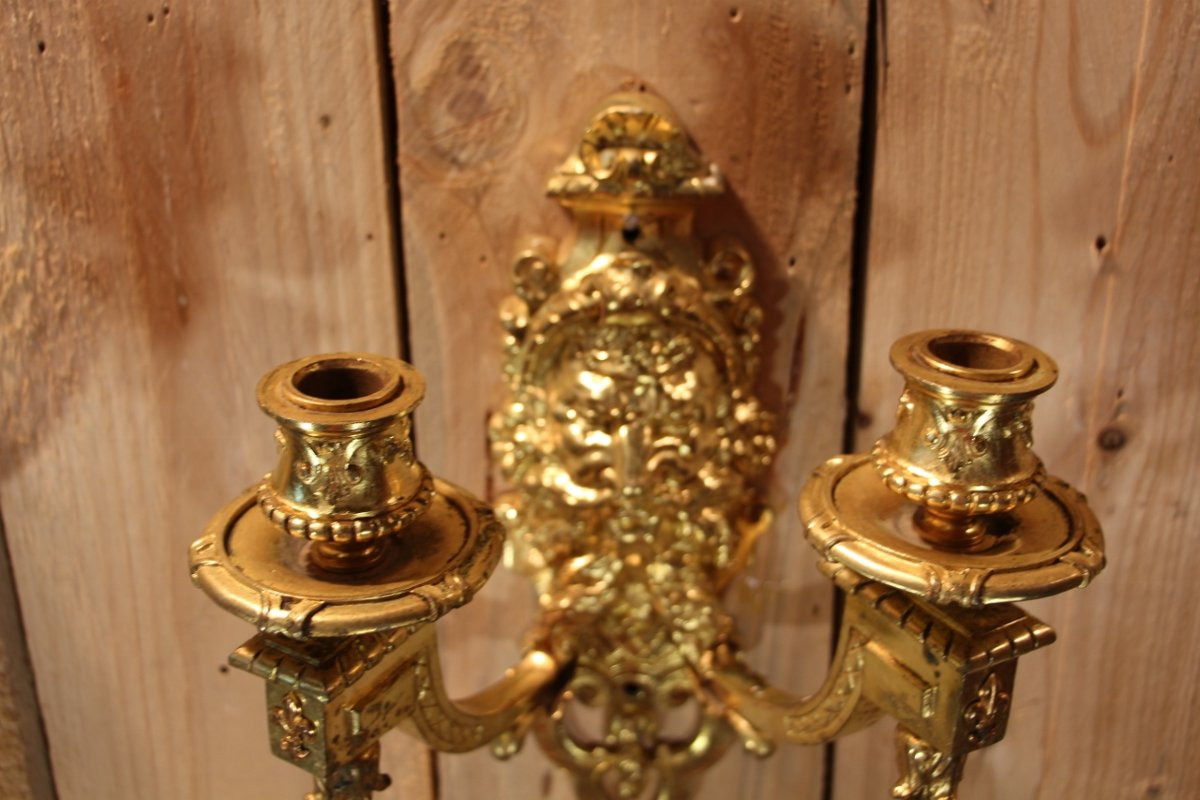 paire d'appliques en bronze doré signé de Etienne Giraud a Lyon-photo-2