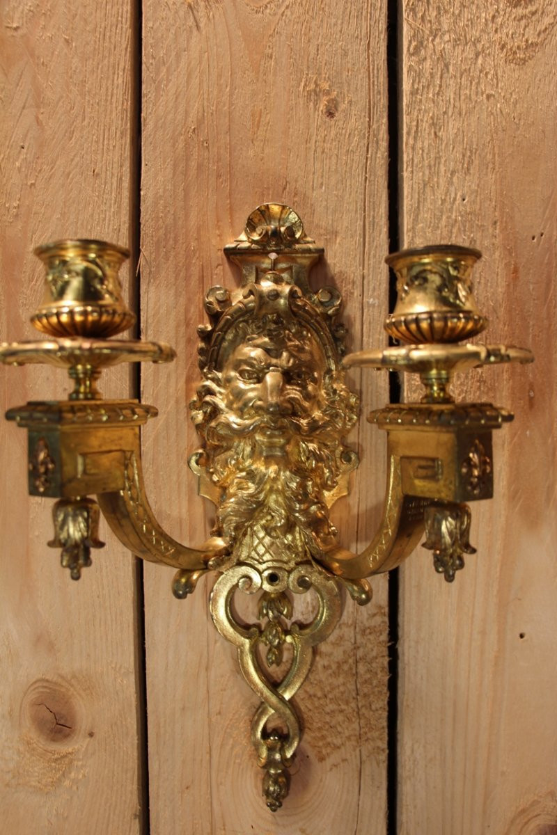 paire d'appliques en bronze doré signé de Etienne Giraud a Lyon-photo-4