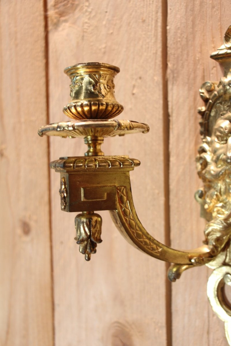 paire d'appliques en bronze doré signé de Etienne Giraud a Lyon-photo-7