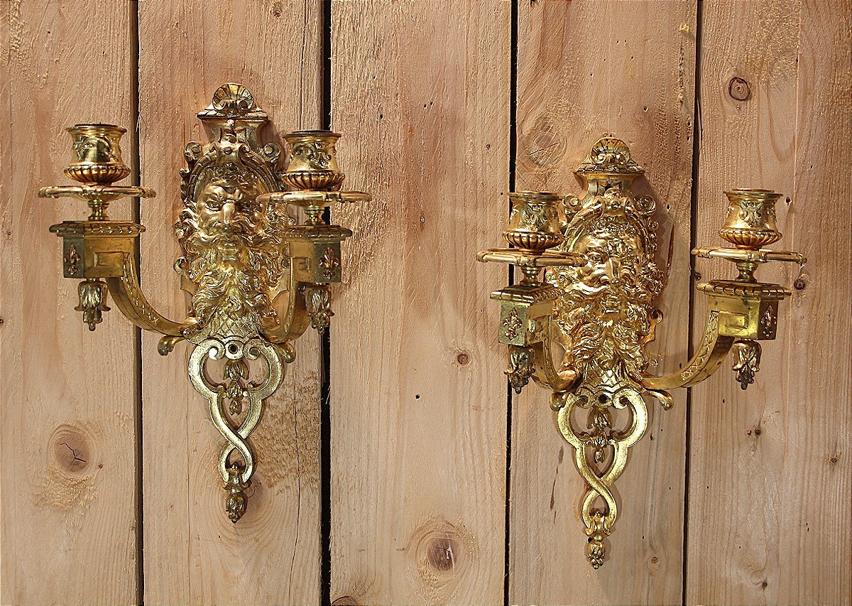 paire d'appliques en bronze doré signé de Etienne Giraud a Lyon