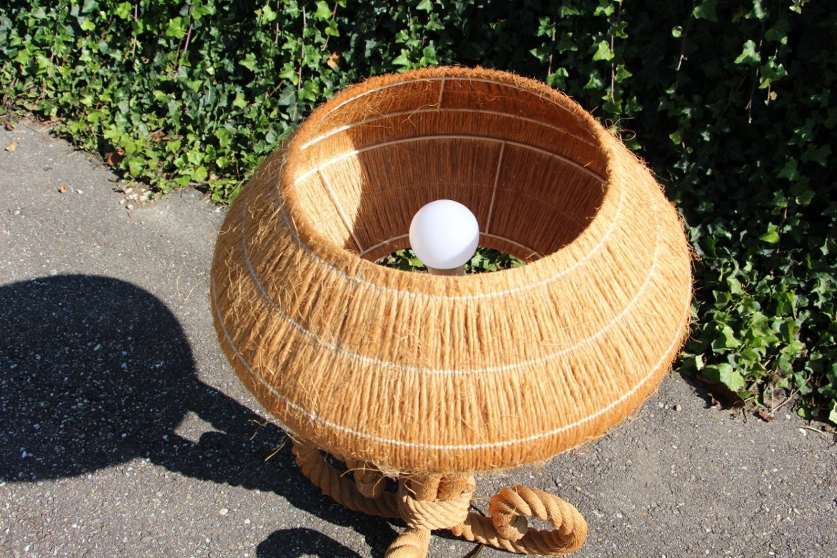 grande lampe en corde et raphia de audoux minnet -photo-1