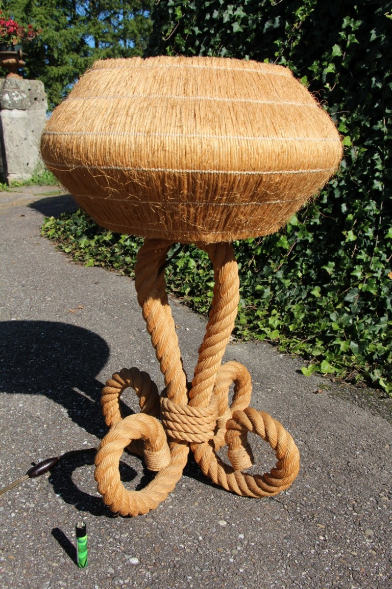 grande lampe en corde et raphia de audoux minnet 
