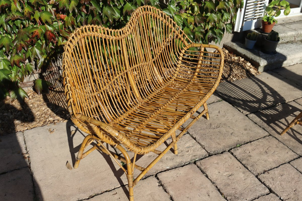 salon en rotin et bambou Italie 1960 attribué a Franco Albini-photo-4