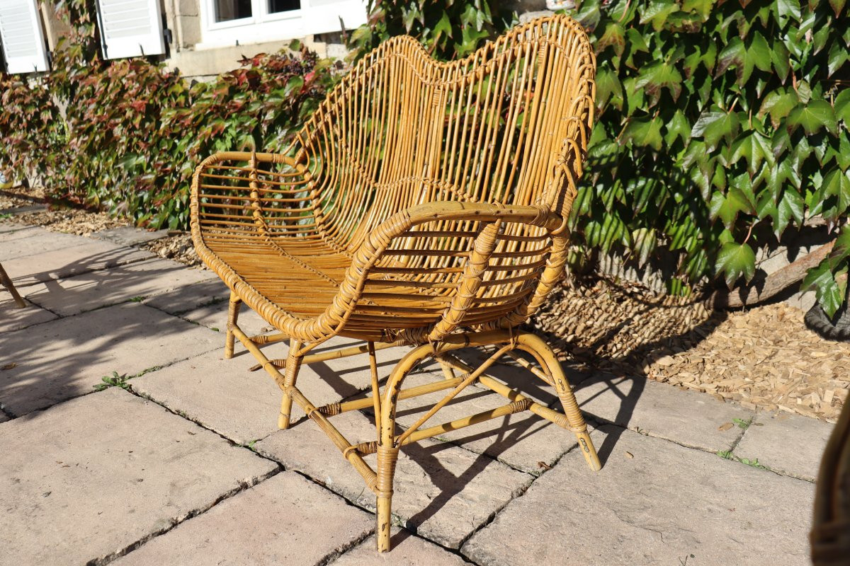 salon en rotin et bambou Italie 1960 attribué a Franco Albini-photo-2