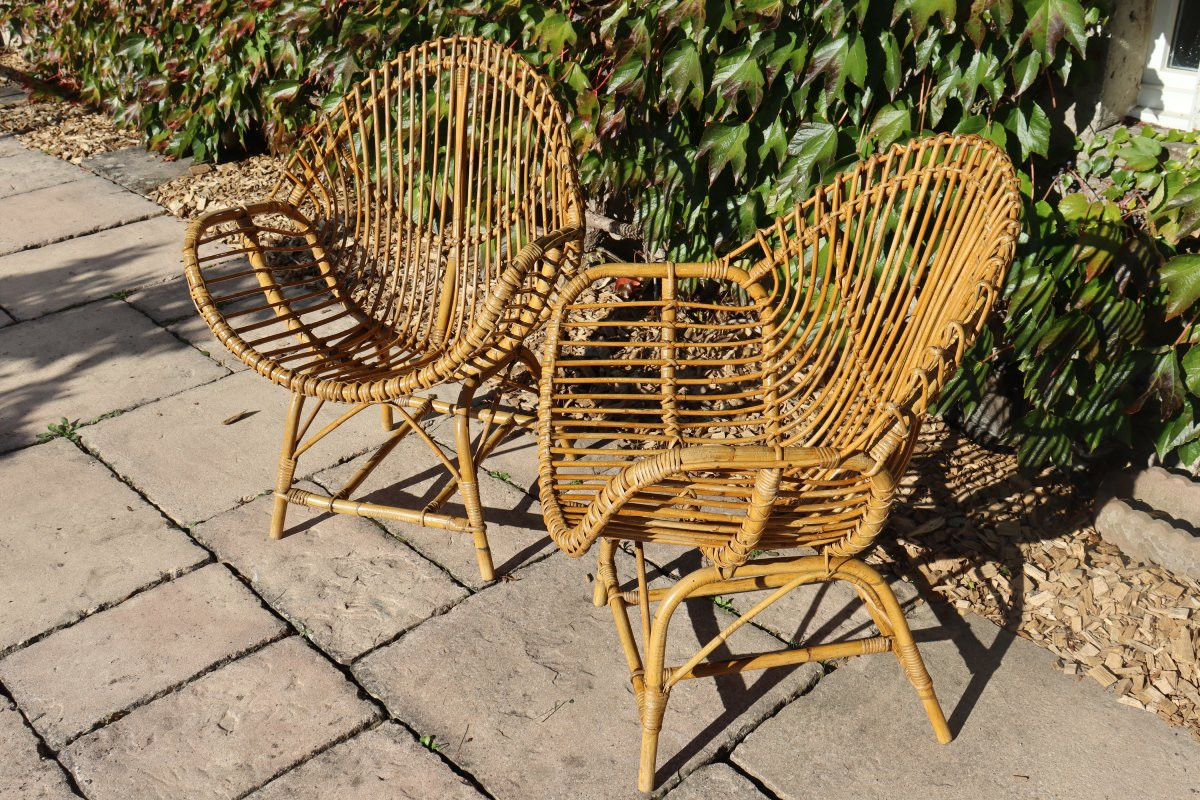 salon en rotin et bambou Italie 1960 attribué a Franco Albini-photo-4