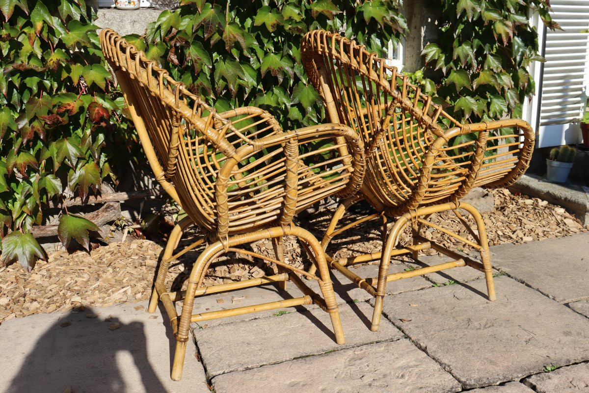 salon en rotin et bambou Italie 1960 attribué a Franco Albini-photo-5