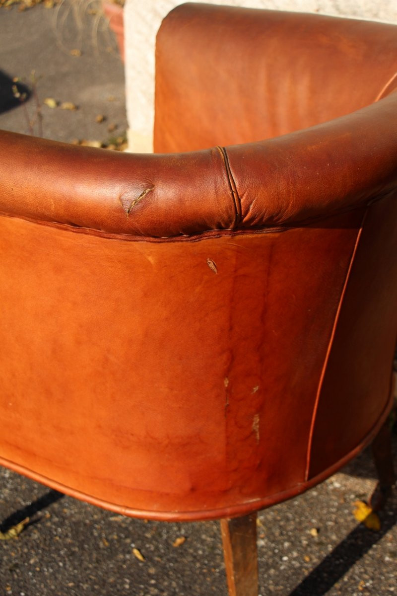 série de quatre fauteuils club tonneaux art déco -photo-1