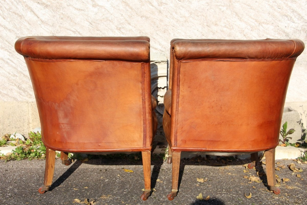 série de quatre fauteuils club tonneaux art déco -photo-4