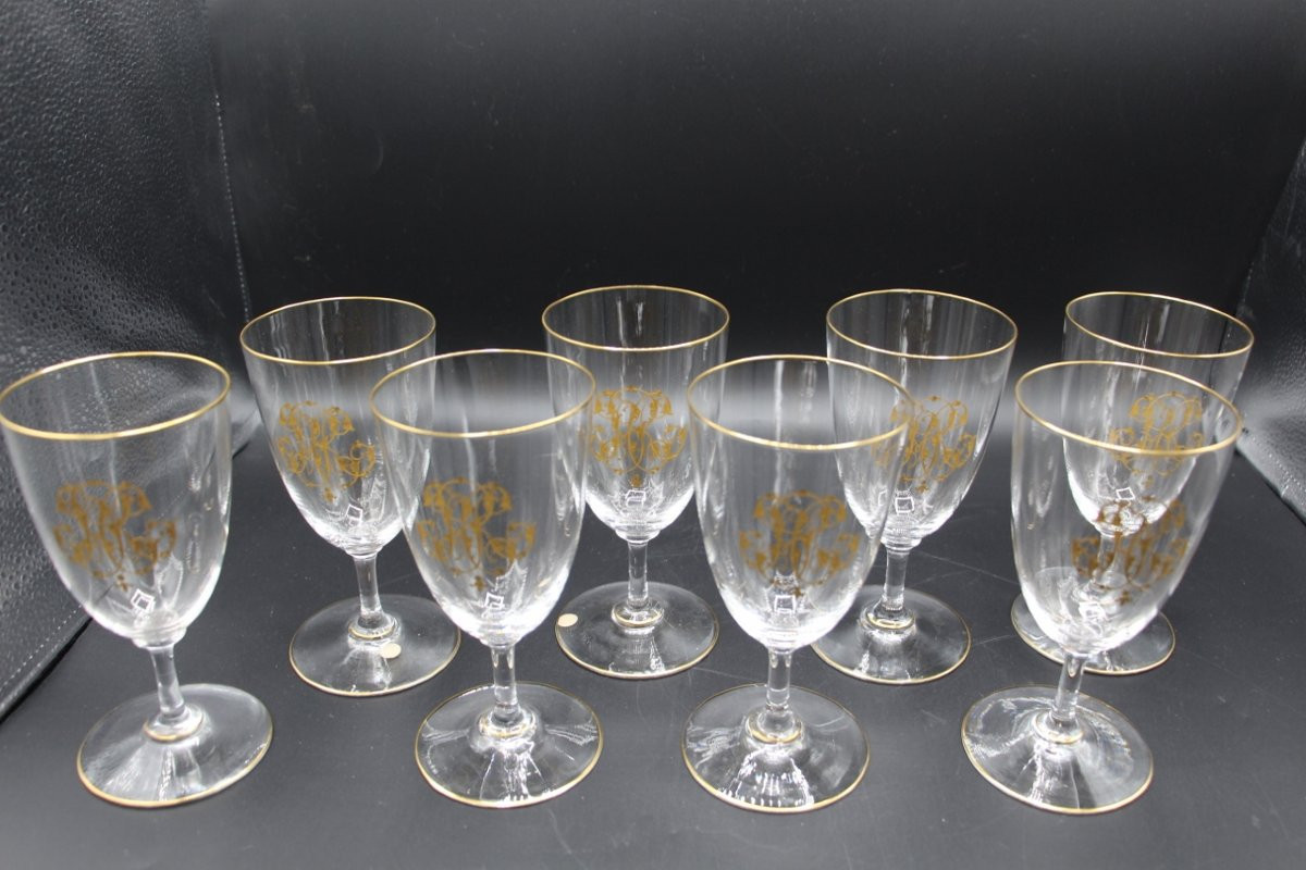 Baccarat Dinner Service Monogrammed In Gold Hr, Early 20th Century -photo-2