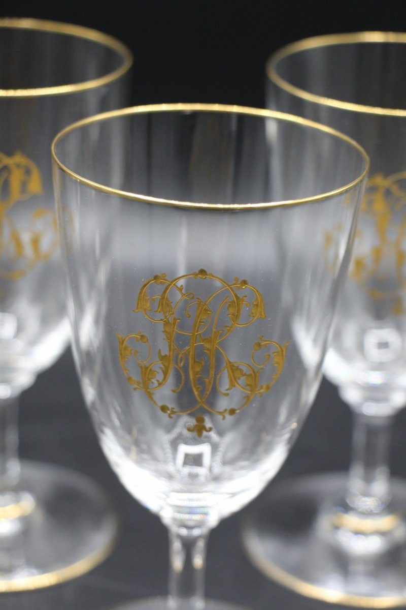 Baccarat Dinner Service Monogrammed In Gold Hr, Early 20th Century -photo-3